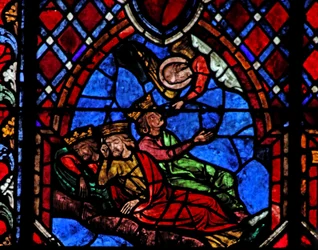 Window depicting the Magi are warned in a dream