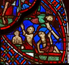 Window depicting a scene from the Last Judgement: souls resurrecting