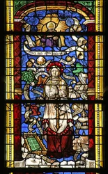 Window depicting the Litany of the Virgin Mary (After an engraving by Thilmann Kerver)