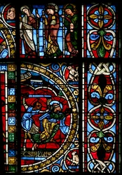 Window depicting the death of St Paul