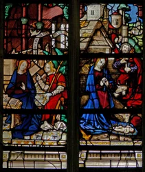 Window depicting the Annunciation and the Nativity