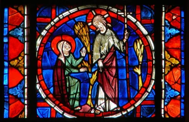 Window depicting St Mary Magdalene with Christ in the garden of the Resurrection