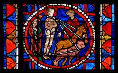Window depicting the martyrdom of St Lucy