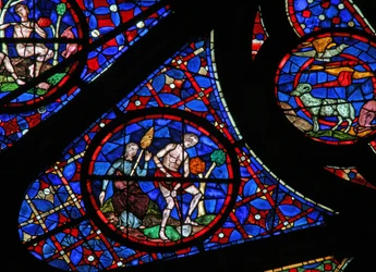 Window w115 depicting Adam delves while Eve spins
