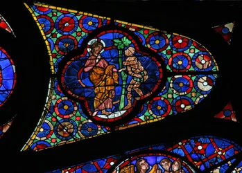 Window w115 depicting God speaks to Adam