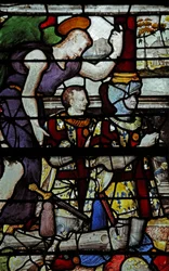 Window depicting the Archangel Gabriel and Montmorency donors