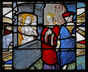 Window depicting St Catherine and the Emperor