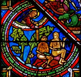 Good Samaritan Window: Adam and Eve Cover Their Nakedness