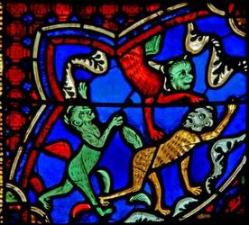 Window w18 depicting St James and demons that get all agitated
