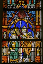 Window depicting St Thomas Becket and Henry II disagree