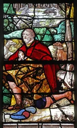 Window depicting St Hubert with His Hounds Kneels Before the Stag