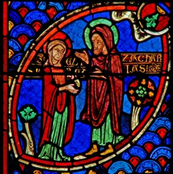 Window w20 depicting Zacharias and Elizabeth, the parents of St John the Baptist