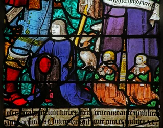 Window depicting a Donor and Children