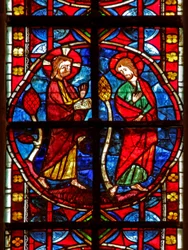 Window depicting St James with Christ