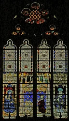 Window depicting the Royal window with the Virgin Mary, Charles VI and St Denis