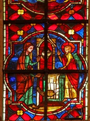 Window depicting Zacharias, the father of St John the Baptist, visited by an angel in the Temple