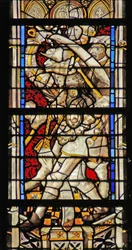 Window depicting knights slaying St Thomas Becket