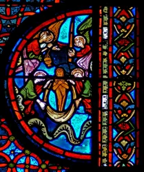 Window w23 depicting the Parable of Dives and Lazarus: Lazarus