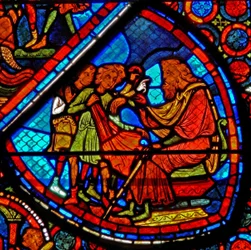 Window w24 depicting a scene from the story of Joseph: his brothers with their father Jacob