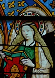 Window depicting the Virgin Mary at the Annunciation