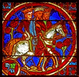 Window depicting the Magi travelling