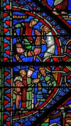 Window depicting the Queen of Sheba; Balaam and His Ass