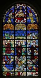 Window depicting Passion scenes: Gethsemane and the Resurrection