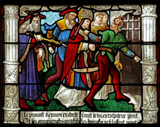 Window depicting a scene from the life of St Denis: imprisonment