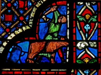 Window depicting donors - butchers