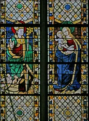 Window depicting St Nicholas and the Virgin and Child
