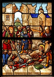 Window depicting the martyrdom of St Lawrence