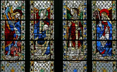 Window depicting St Michael, St Julien, St Guillaume, St Genevieve