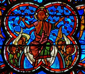 Window depicting Christ at the Last Judgement