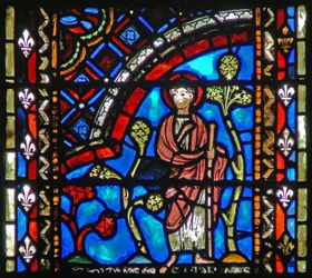 Window depicting St John the Baptist sets out for the desert