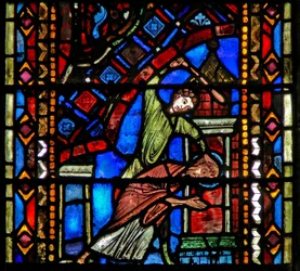 Window depicting the beating (death?) of St John the Baptist