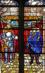 Window depicting Charlemagne and St Louis