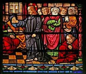 Window depicting Christ preaching