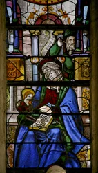 Window w6 depicting St Anne Teaching the Virgin to read