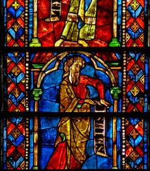 Window 7 depicting the prophet Isaiah on the Tree of Jesse