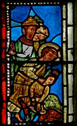 Window wXV depicting St Peter cuts off Malchus ear