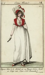 Woman in Lisbeth hat in the fashion of 1798