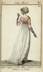 Woman in Victim-Style Criss-Cross Ribbon Dress