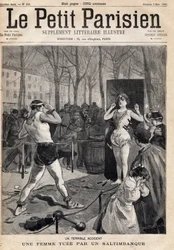 Woman killed by accident during a show of saltibank in the street, Place des Quinconces in Bordeaux. One of the newspaper Le petit Parisien on 5/03/1893 (engraving)