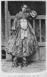 Woman wearing kabbab, from La Syrie daujourdhui. Voyages dans la Phenicie, le Liban et la Judee. 1875-1880 by Louis Charles Emile Lortet, 1884