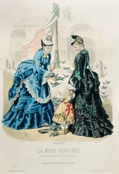 Women and a Child Feeding the Pigeons, from La Mode Illustrée, 1872