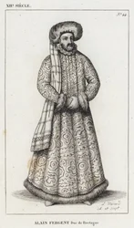 12th Century, Alan Fergent, Duke of Brittany (engraving)