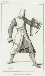 12th Century, Hugues, Duke of Burgundy (engraving)