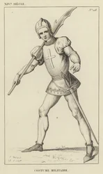 14th Century, Military Costume (engraving)