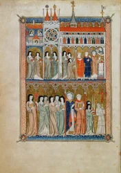 Mass attended by officials with a procession below