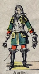 Portrait of Jean Bart (1650-1702), French sailor, privateer. Image of Epinal from the end of the 19th century